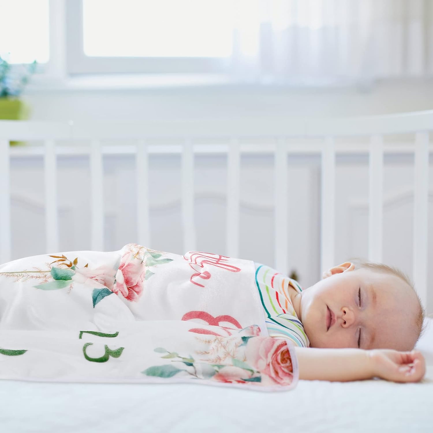 Mixweer 3 Pcs Baby Milestone Blanket with Bow Headband and Felt Circle