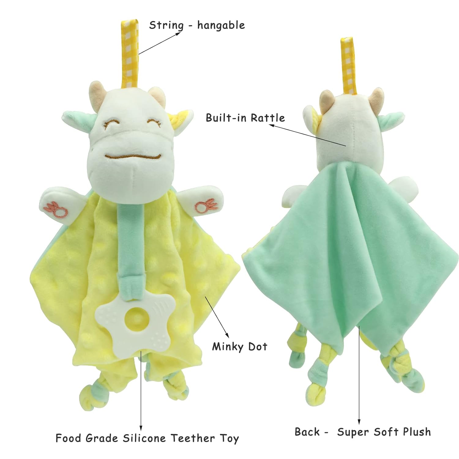 Upalupa Loveys Cow Security Blanket - Yellow
