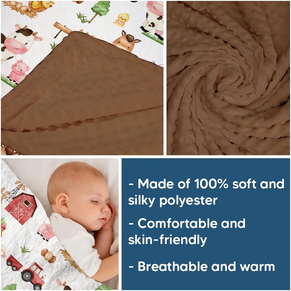 Locobird Farm Animals Baby Blanket 30x40 Inches Minky Crib Cover