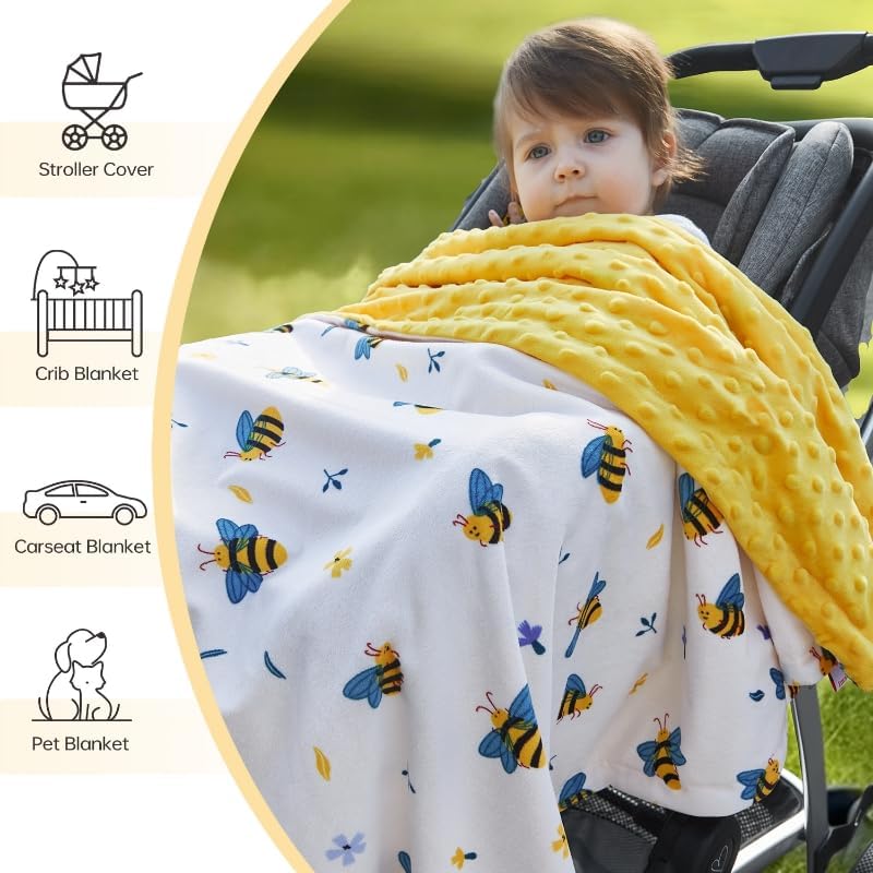 QSTEHEML Baby Blanket Neutral Super Soft Minky