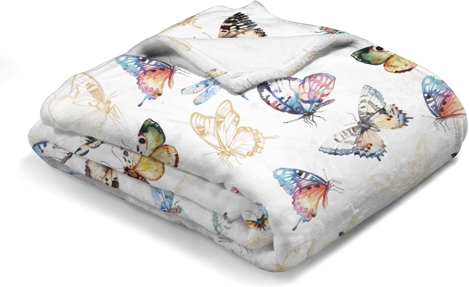 Boho Watercolor Butterfly Flannel Baby Blanket