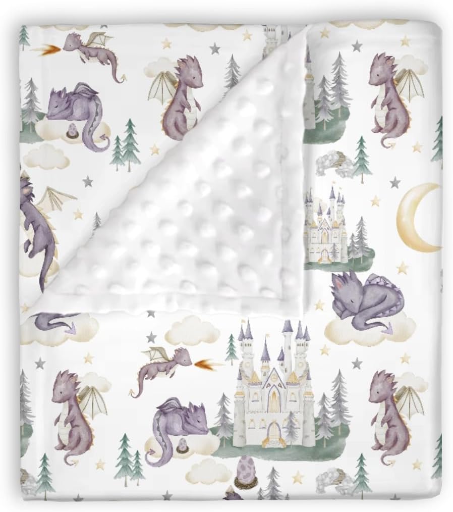 Mink Baby Blanket with Purple Dragon Design