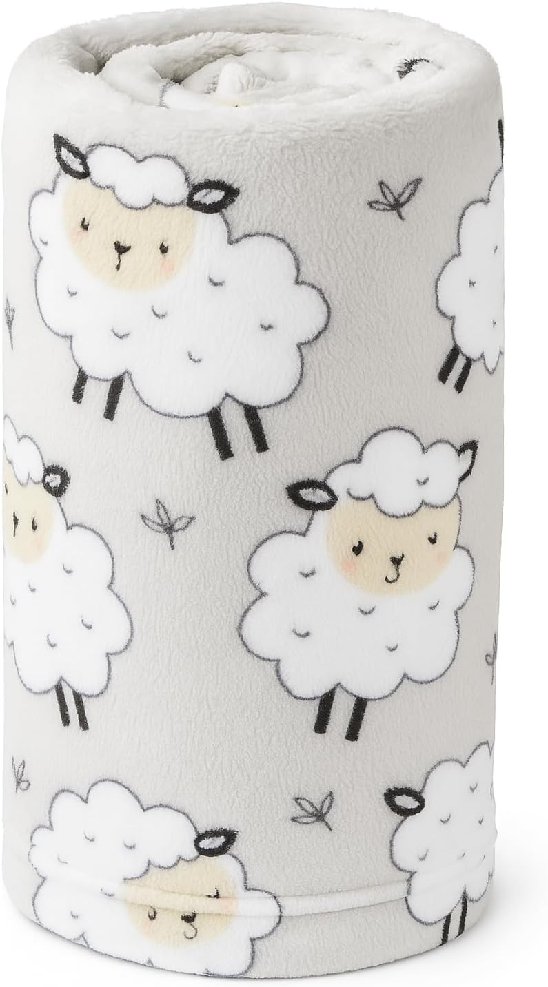Gray Sheep Plush Baby Blanket Soft and Cozy for Newborns