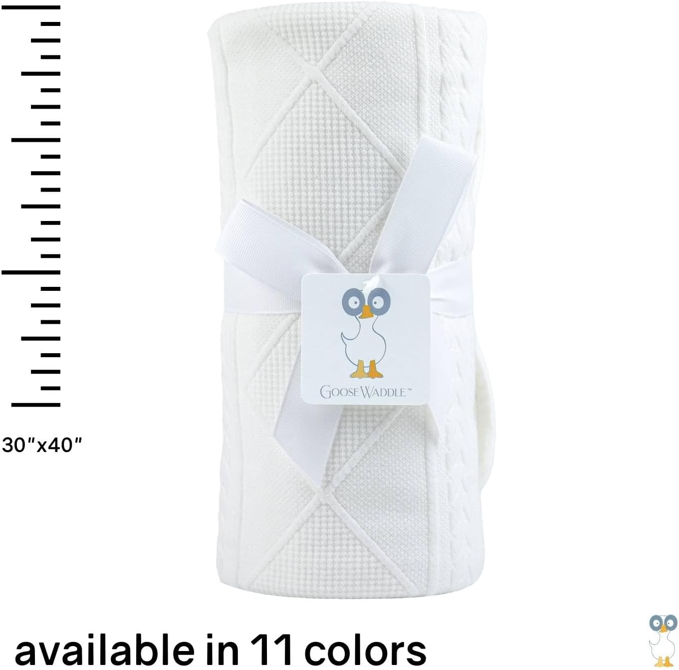 GooseWaddle Luxury Knit Baby Blanket 30x40 White