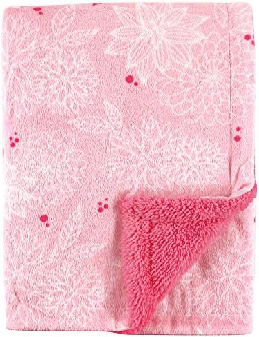 Hudson Baby Plush Mink and Sherpa Blanket Floral One Size