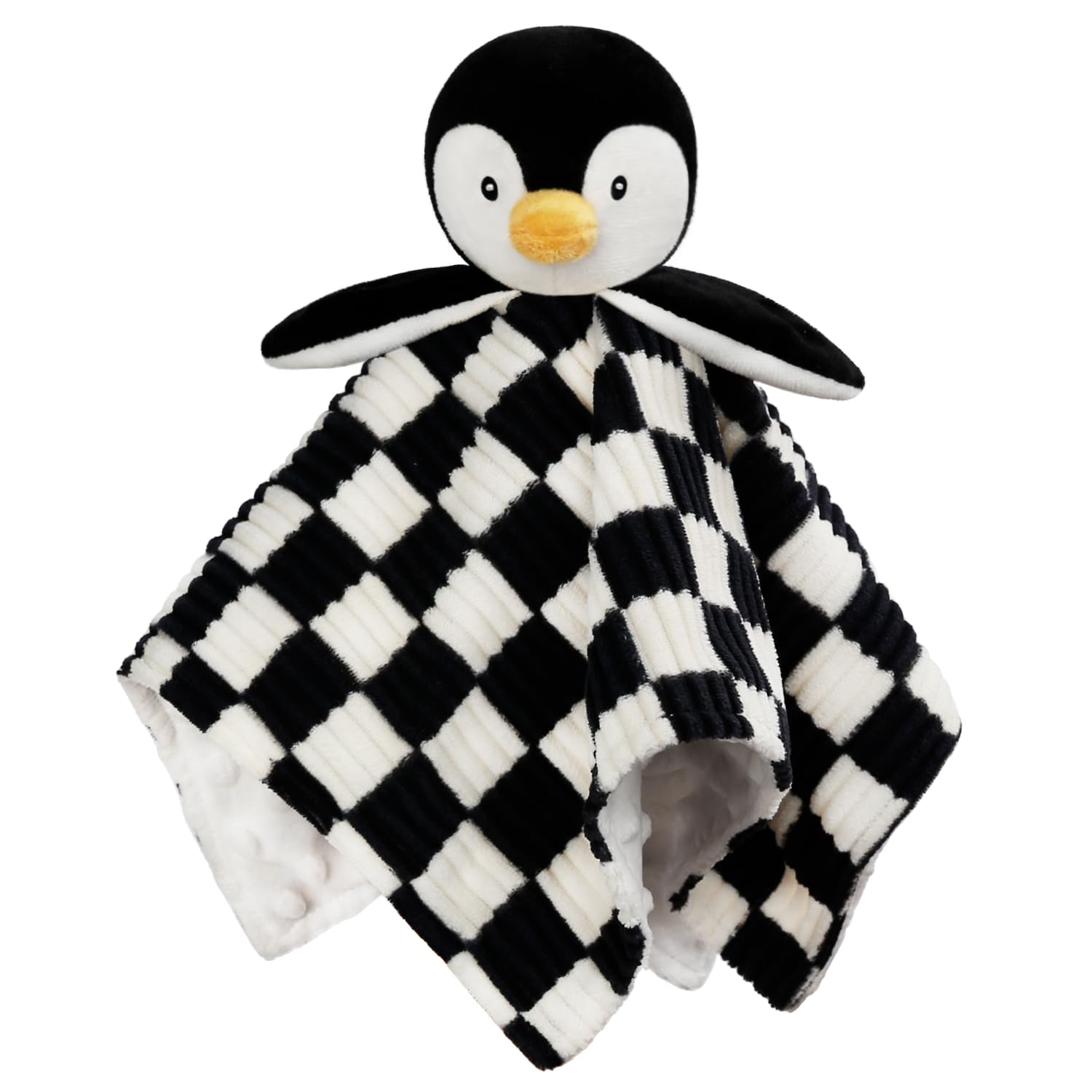 BEILIMU Baby Lovey Blanket Penguin 14 Inch Soft Checkerboard