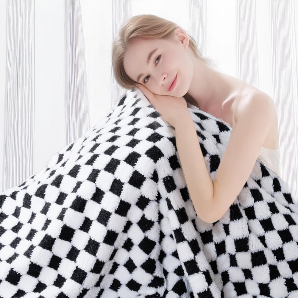 FIGEPO Soft Checkered Baby Blanket 30x40