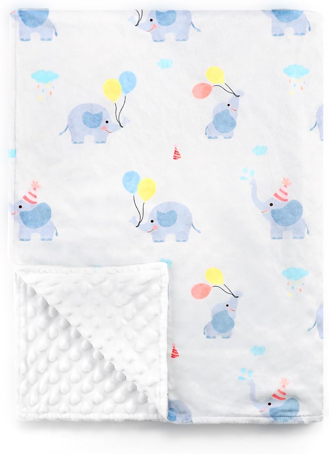 Soft Plush Baby Blanket 30x40 Grey with White Dotted Backing