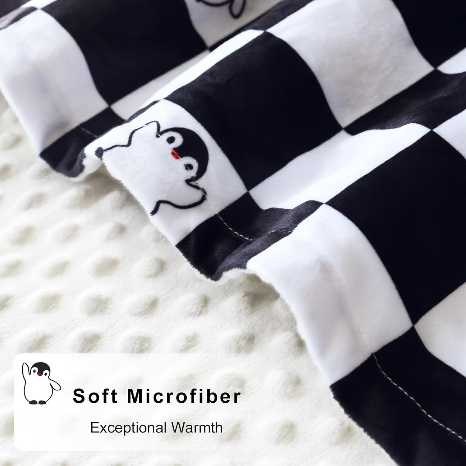 BEILIMU Checkered Baby Blanket with Dotted Backing