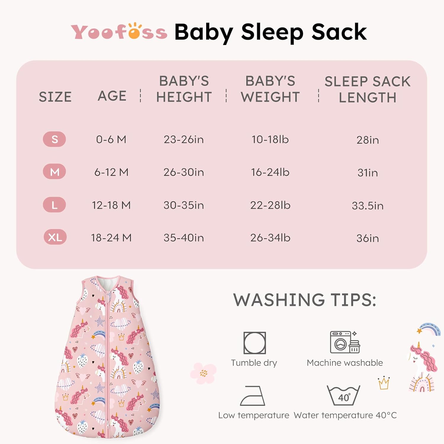 Yoofoss 0-6 Months Sleep Sack 15 Tog Organic Cotton Blanket