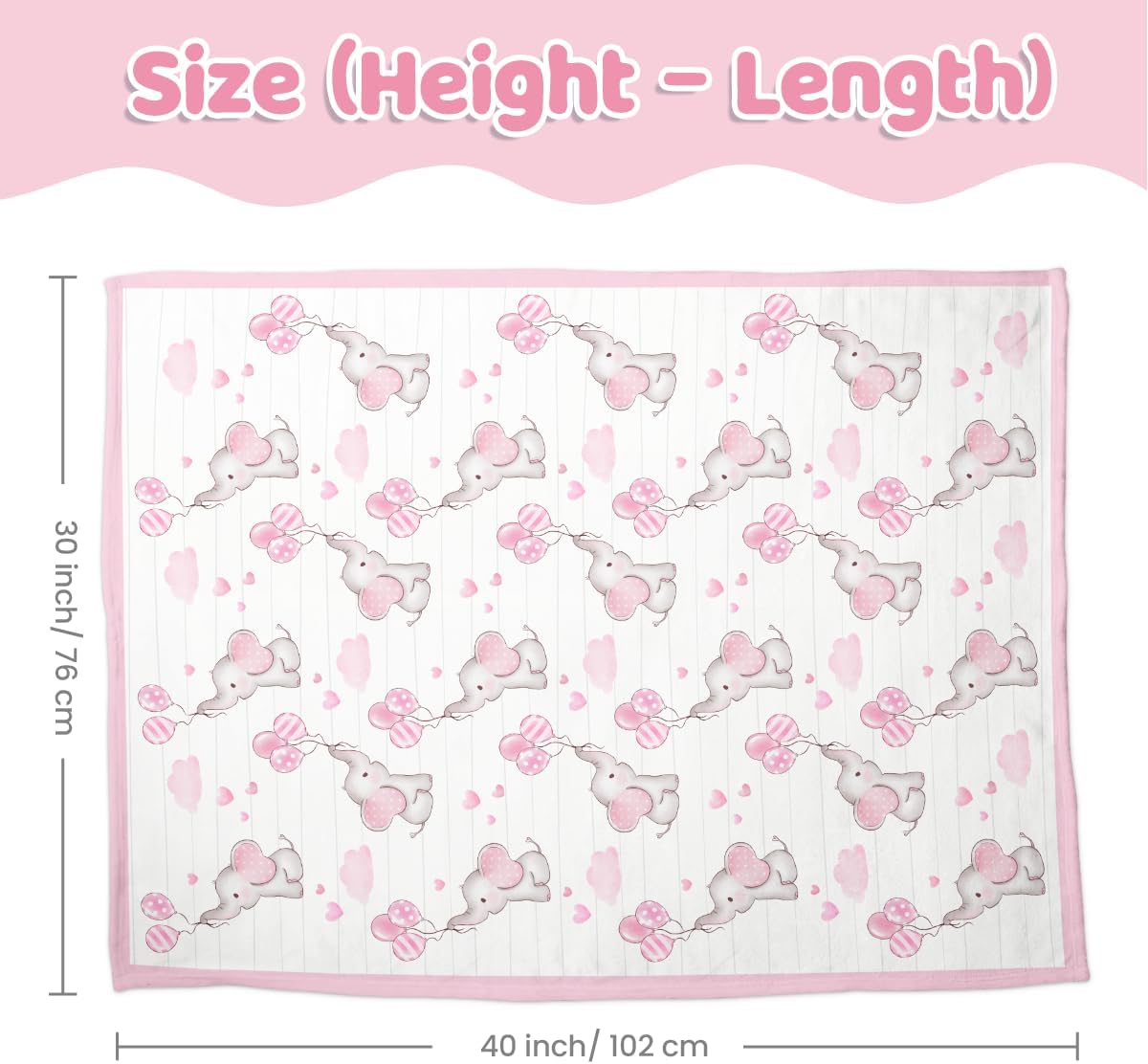 SANDJEST Elephant Kids Blanket - 30x40 Minky Throw for Girl