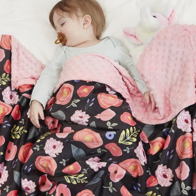 QSTEHEML Double Layer Baby Blanket with Dotted Backing