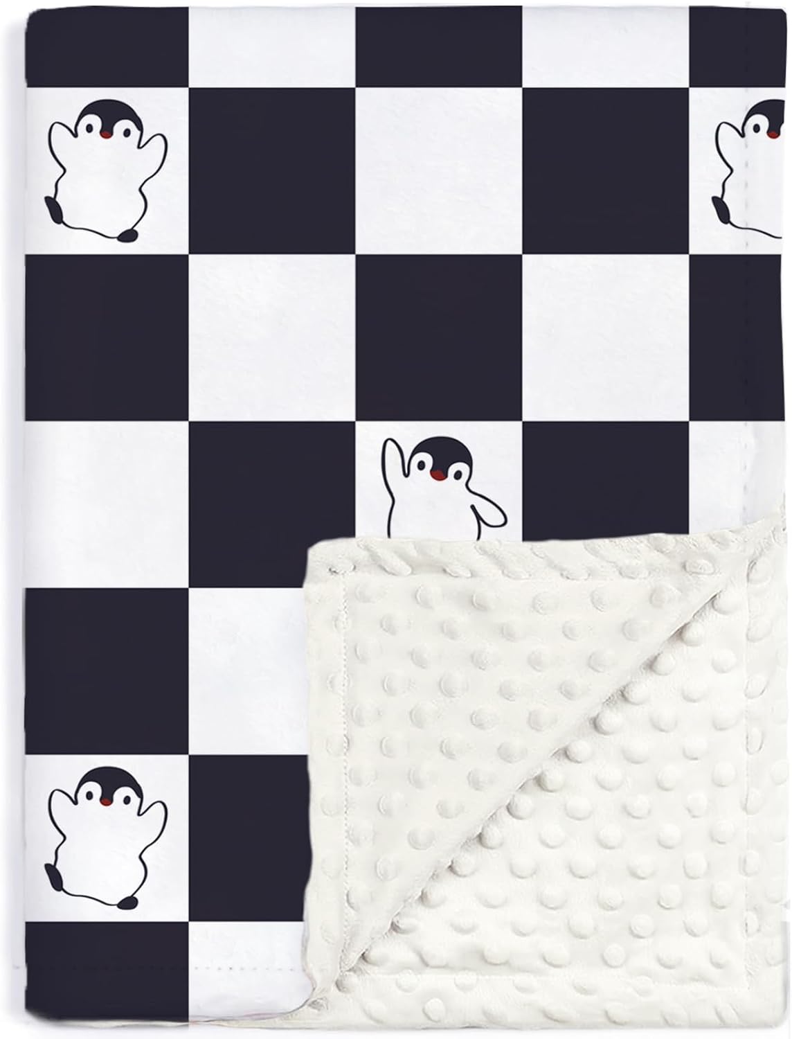 BEILIMU Checkered Baby Blanket with Dotted Backing