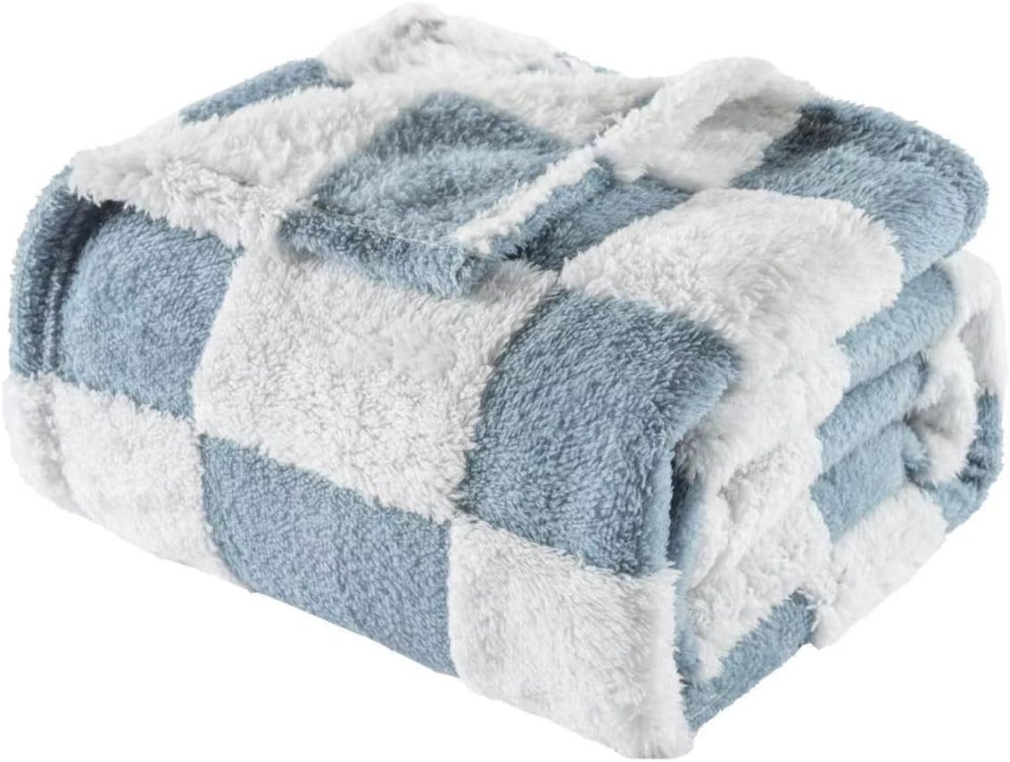 Yagle Mate Fleece Baby Blanket 3D Checkerboard Blue