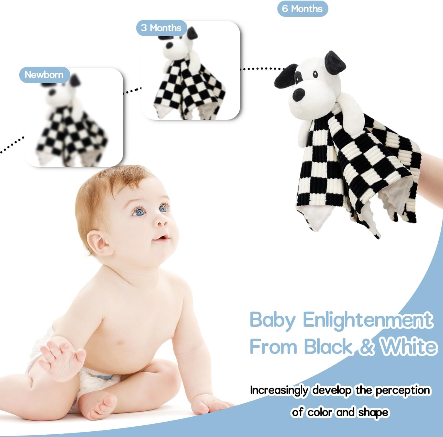 BEILIMU 14 Inch Baby Security Blanket with Minky Dot Fabric