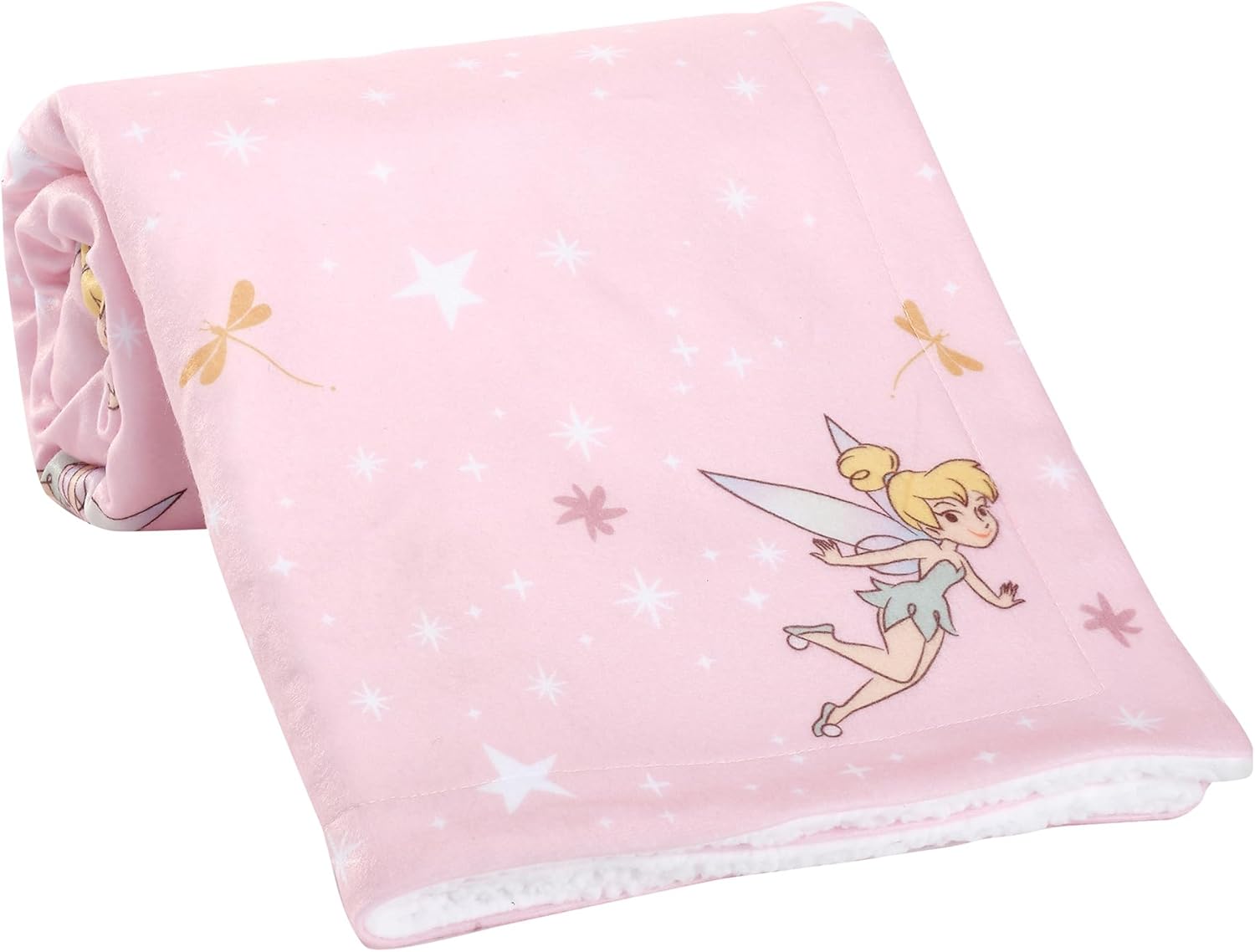 Bedtime Originals Tinker Bell Baby Blanket - Pink White Disney Garden Floral