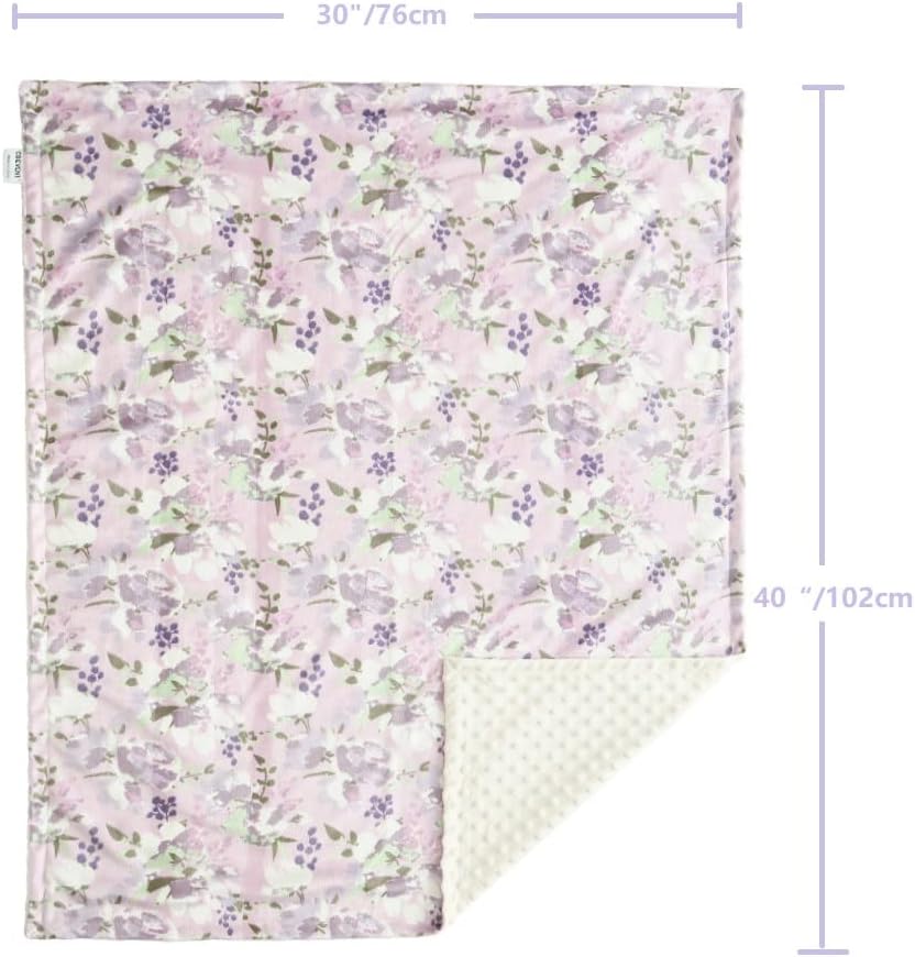 CREVENT Baby Girls Blanket - Soft Minky 30x40 Inches Lavender Grapes