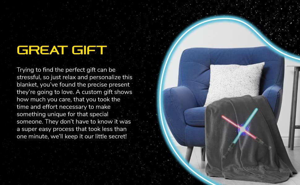 Personalized Lightsaber Fleece Blanket - Baby 30x40