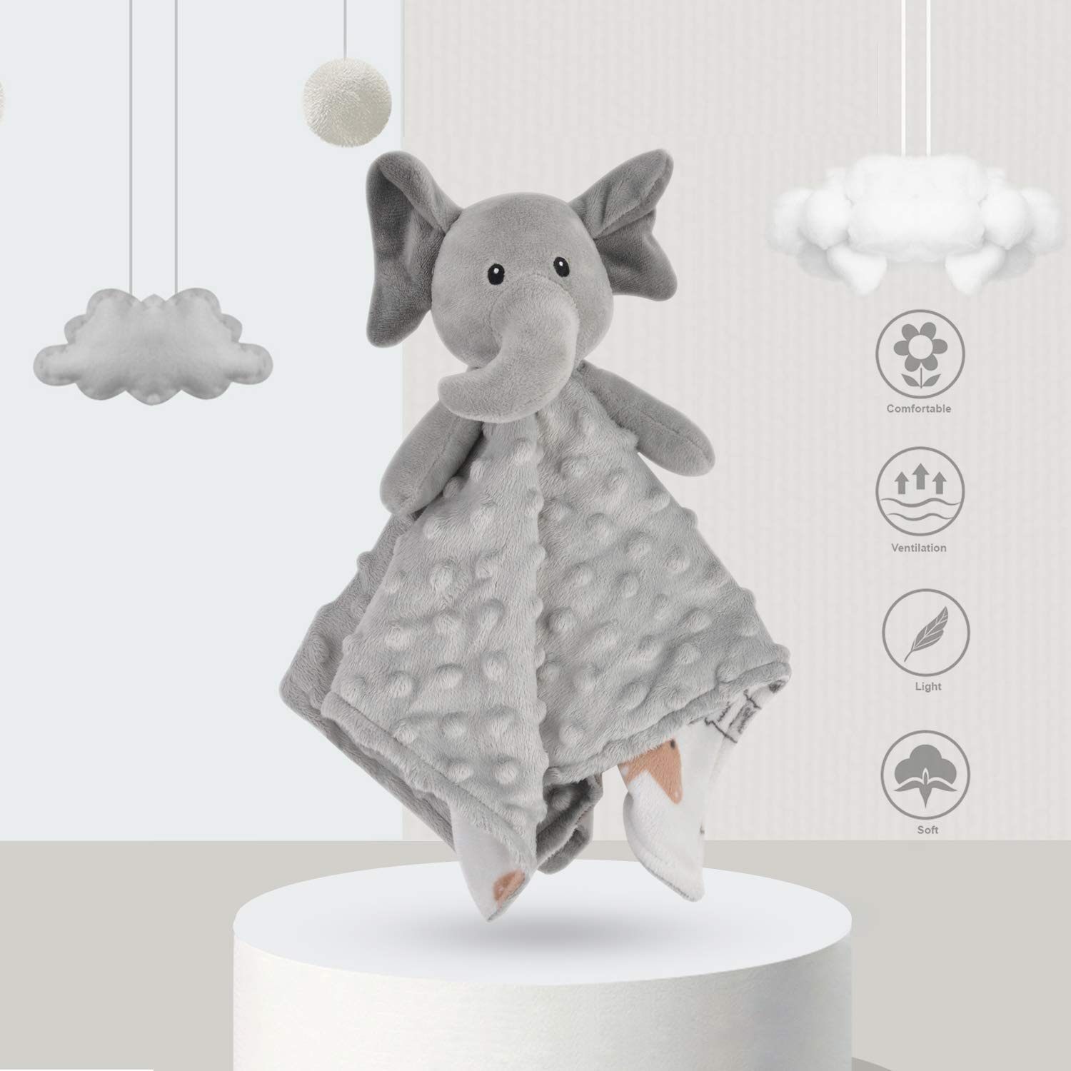 BORITAR 14 Inch Elephant Baby Security Blanket