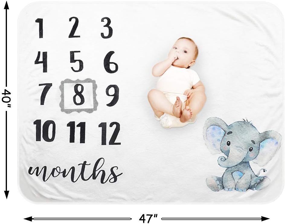 Tebaby Baby Milestone Blanket - 47x40 Plush Fleece with Frame