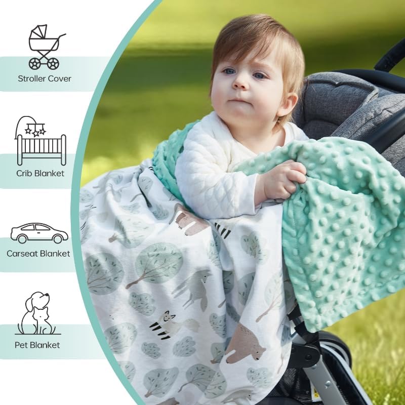 QSTEHEML Baby Blanket Bear 30x40 Inch Soft Minky Double Layer