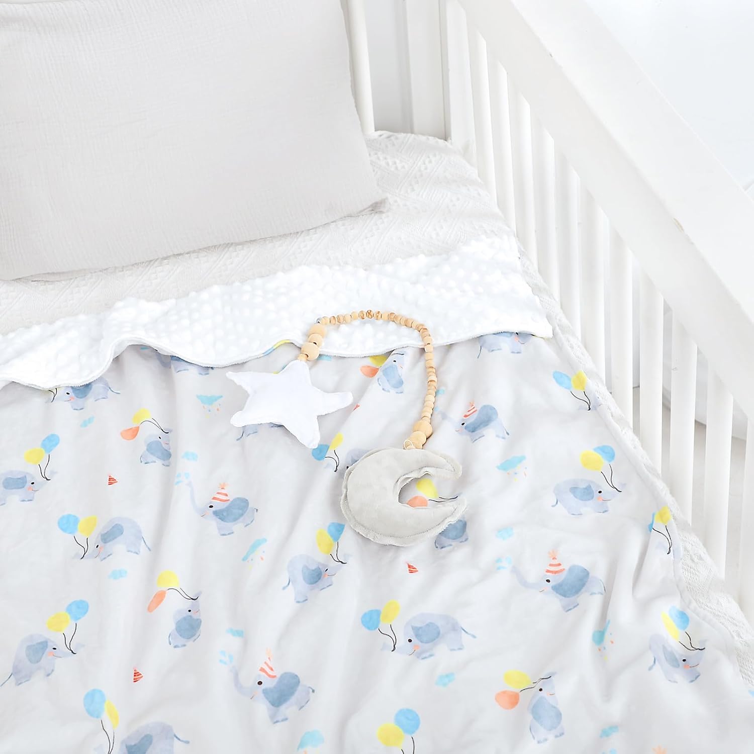 Soft Plush Baby Blanket 30x40 Grey with White Dotted Backing