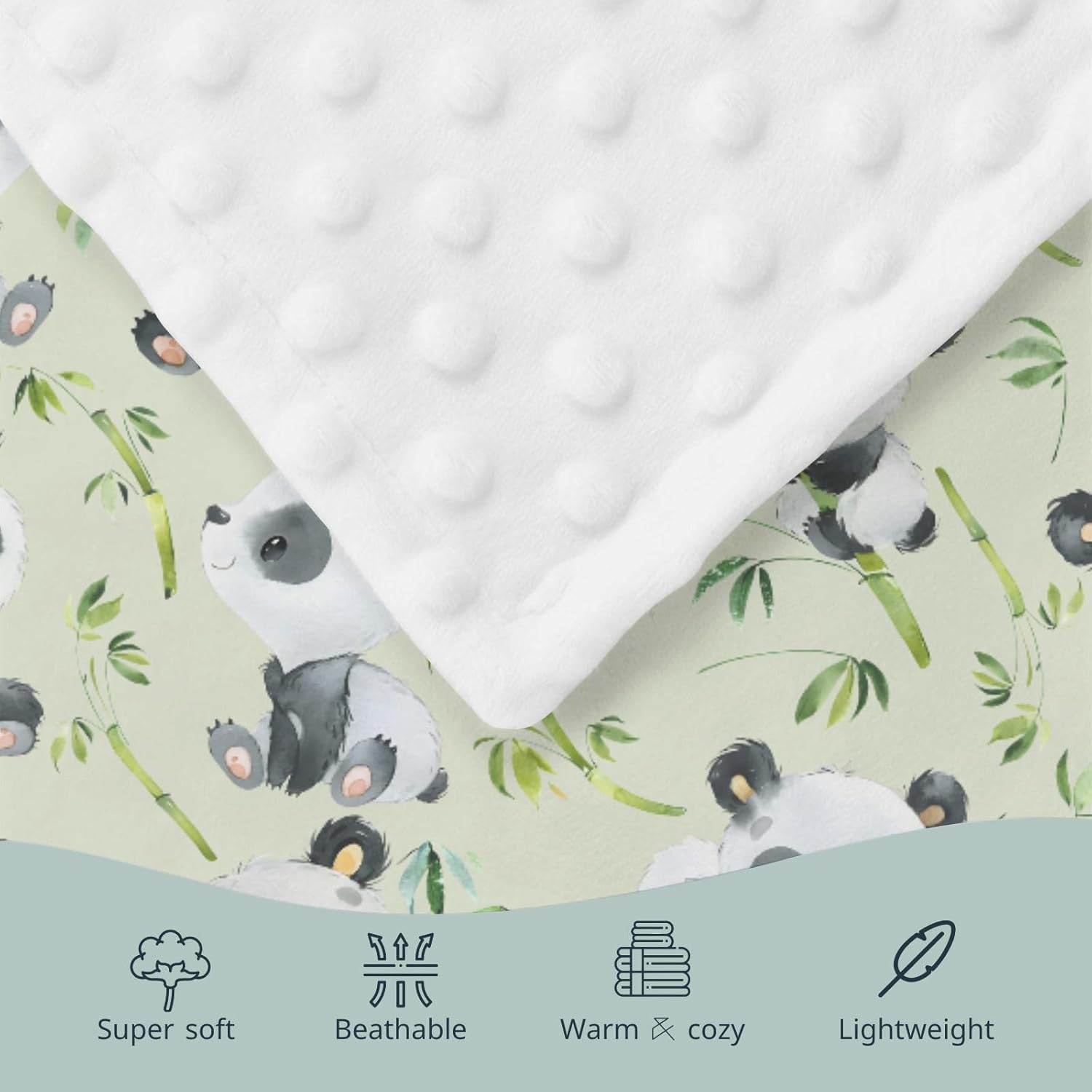 Cute Panda Bear Mink Baby Blanket with Dotted Backing 1