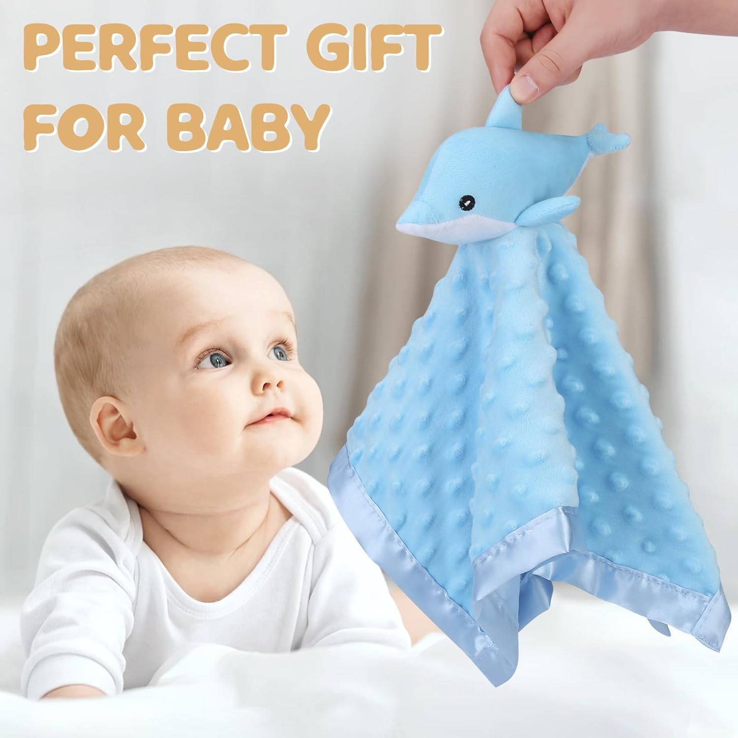 Pro Goleem Dolphin Lovey 16 Inch Soft Security Blanket for Babies