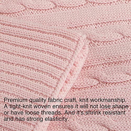 NTBAY 100 Pure Cotton Cable Knit Toddler Blanket Baby Pink 30x40 Inches