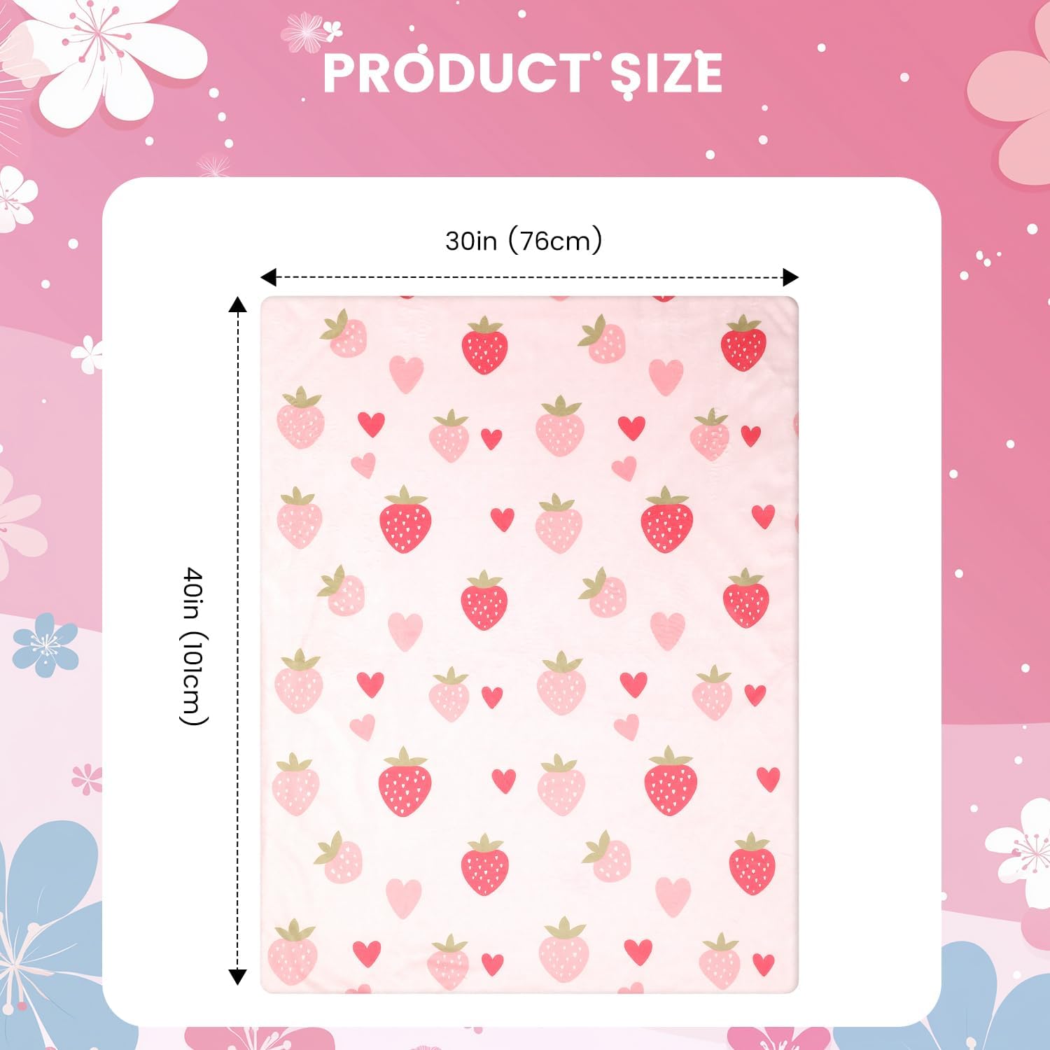 VivaCozy Baby Blanket with Strawberry Pink Design