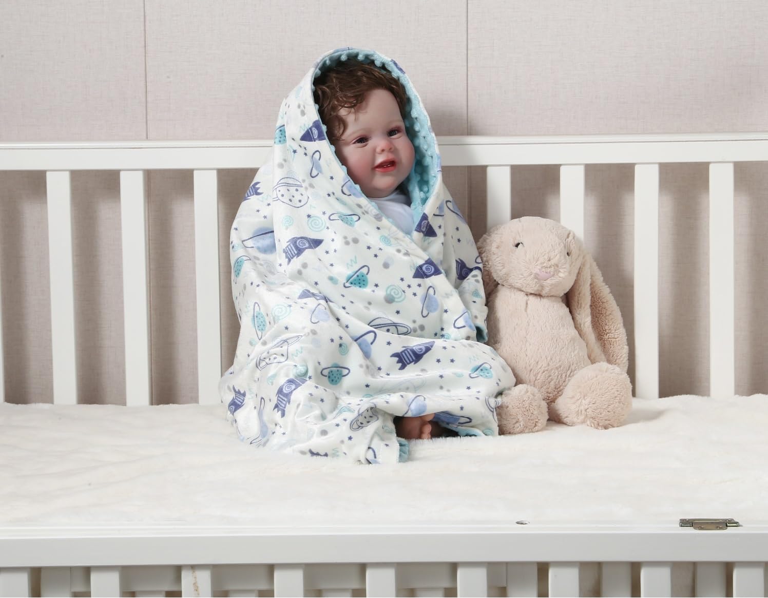 CREVENT Minky Baby Blanket 30x40 Inches Soft Plush Receiving Blanket