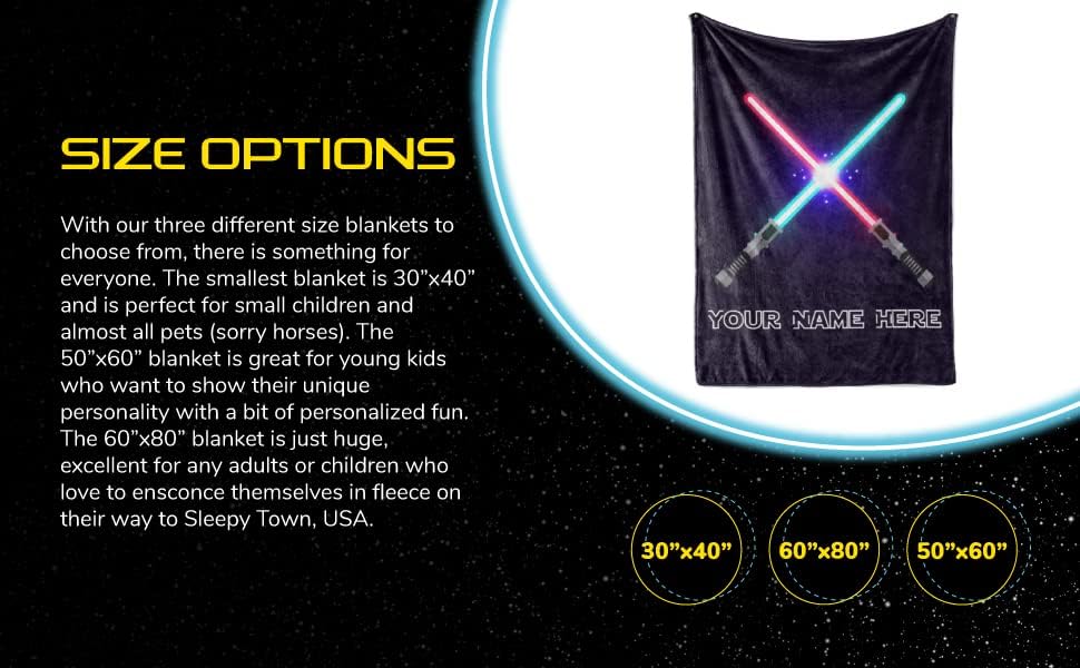 Personalized Lightsaber Fleece Blanket - Baby 30x40