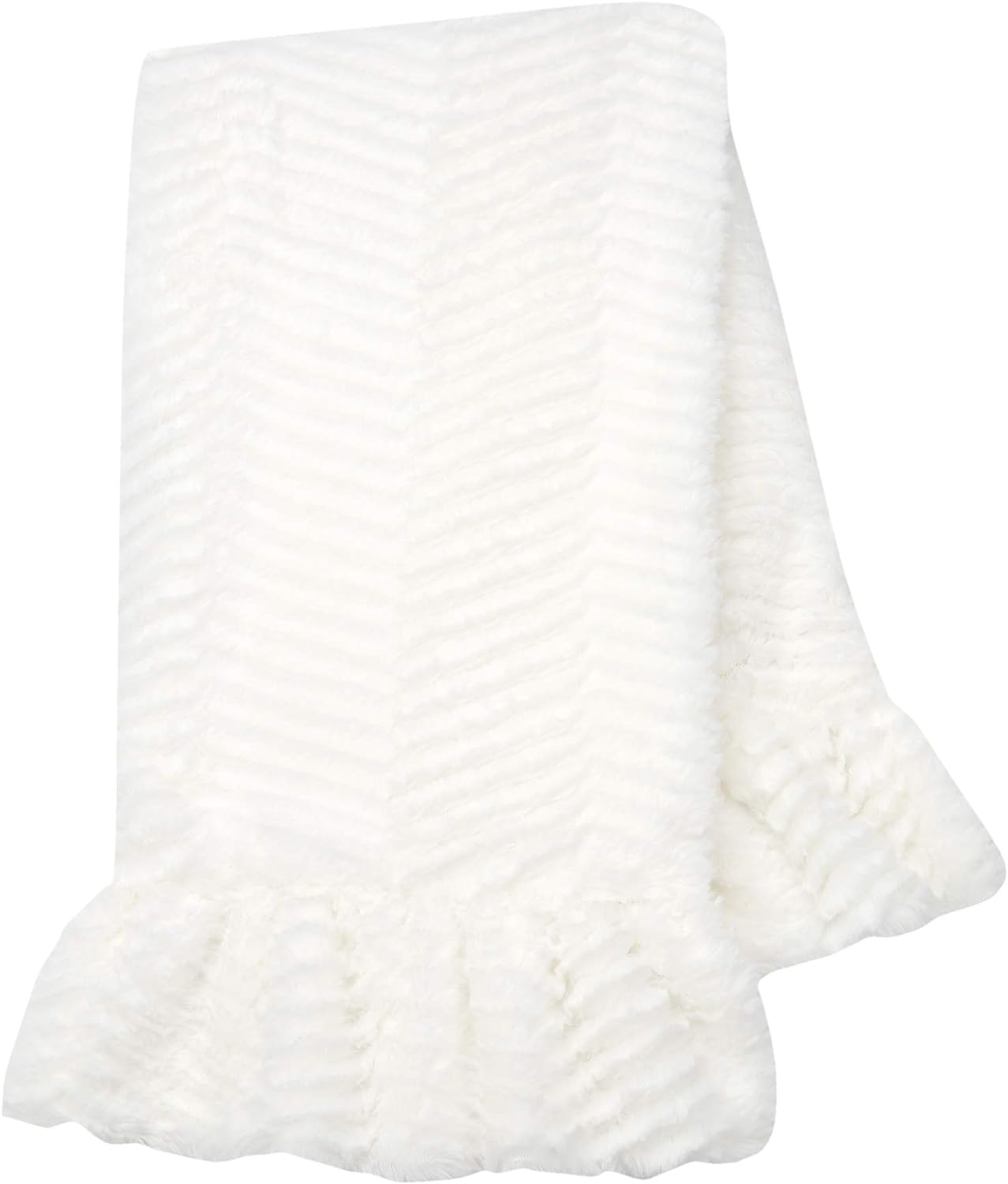 Lambs Ivy White Ruffled Chevron Baby Blanket 1