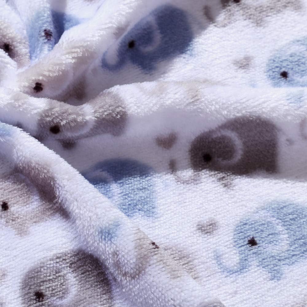 CREVENT Cozy Warm Baby Blanket Blue Elephant 30X40