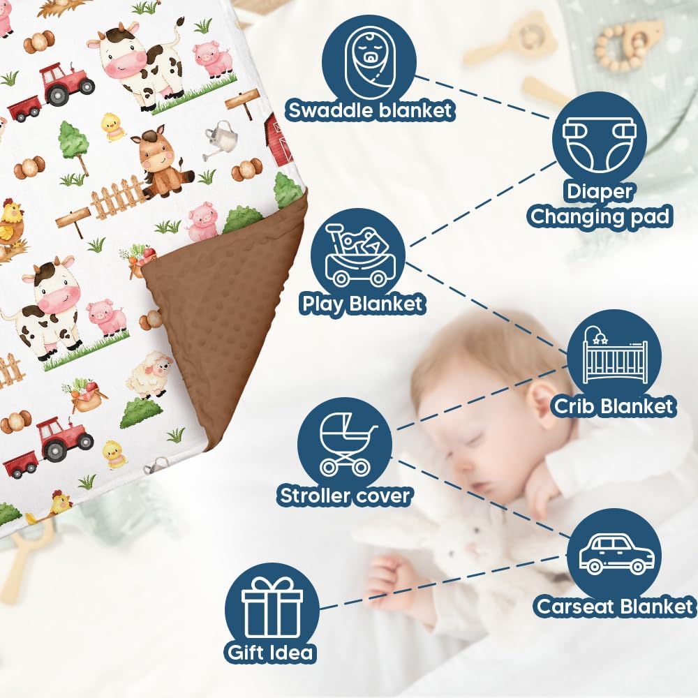 Locobird Farm Animals Baby Blanket 30x40 Inches Minky Crib Cover