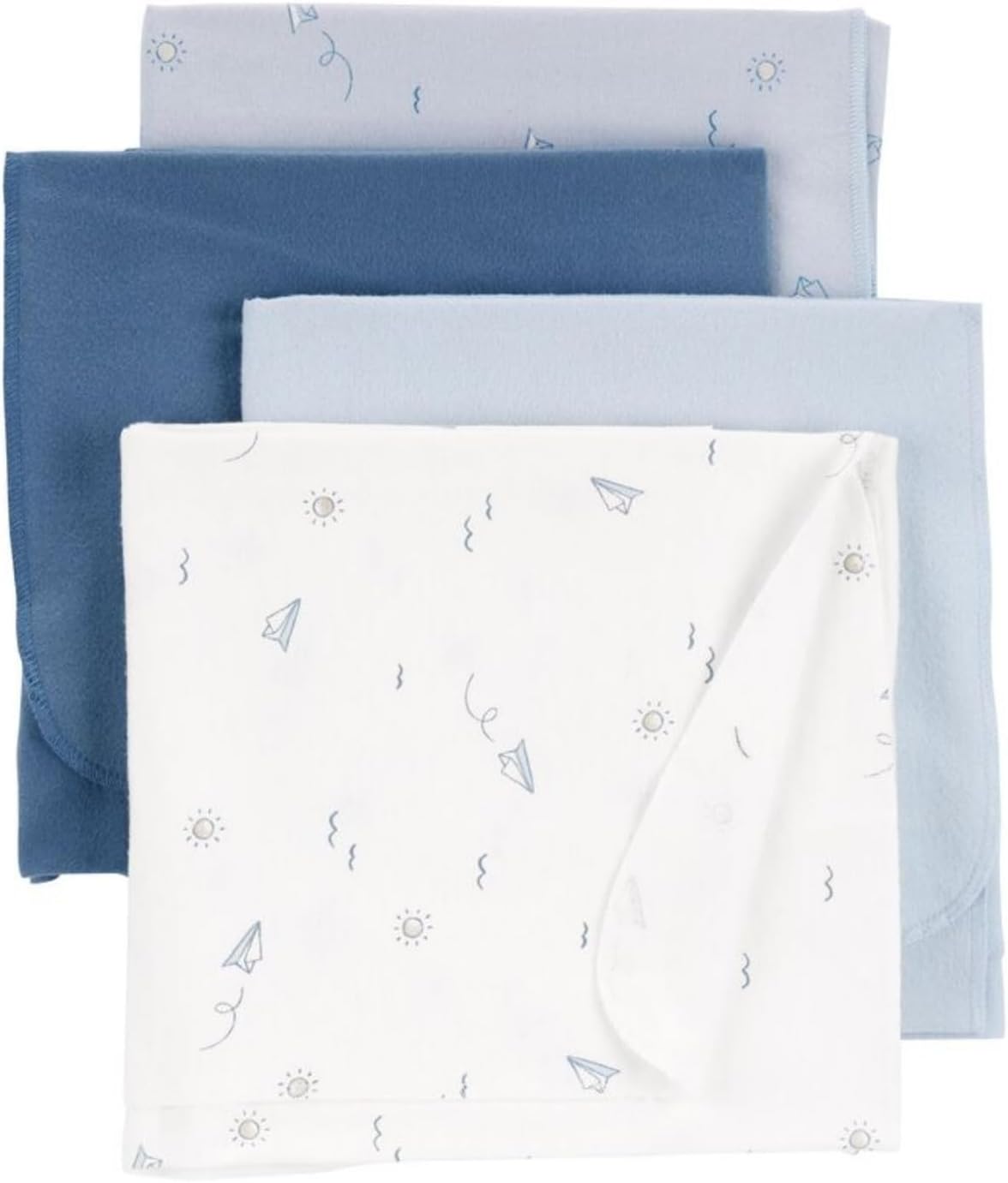 Carters Baby 4-Pack Receiving Blankets Blue