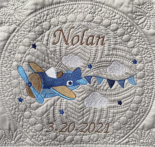 Personalized Baby Blanket with Airplane Design