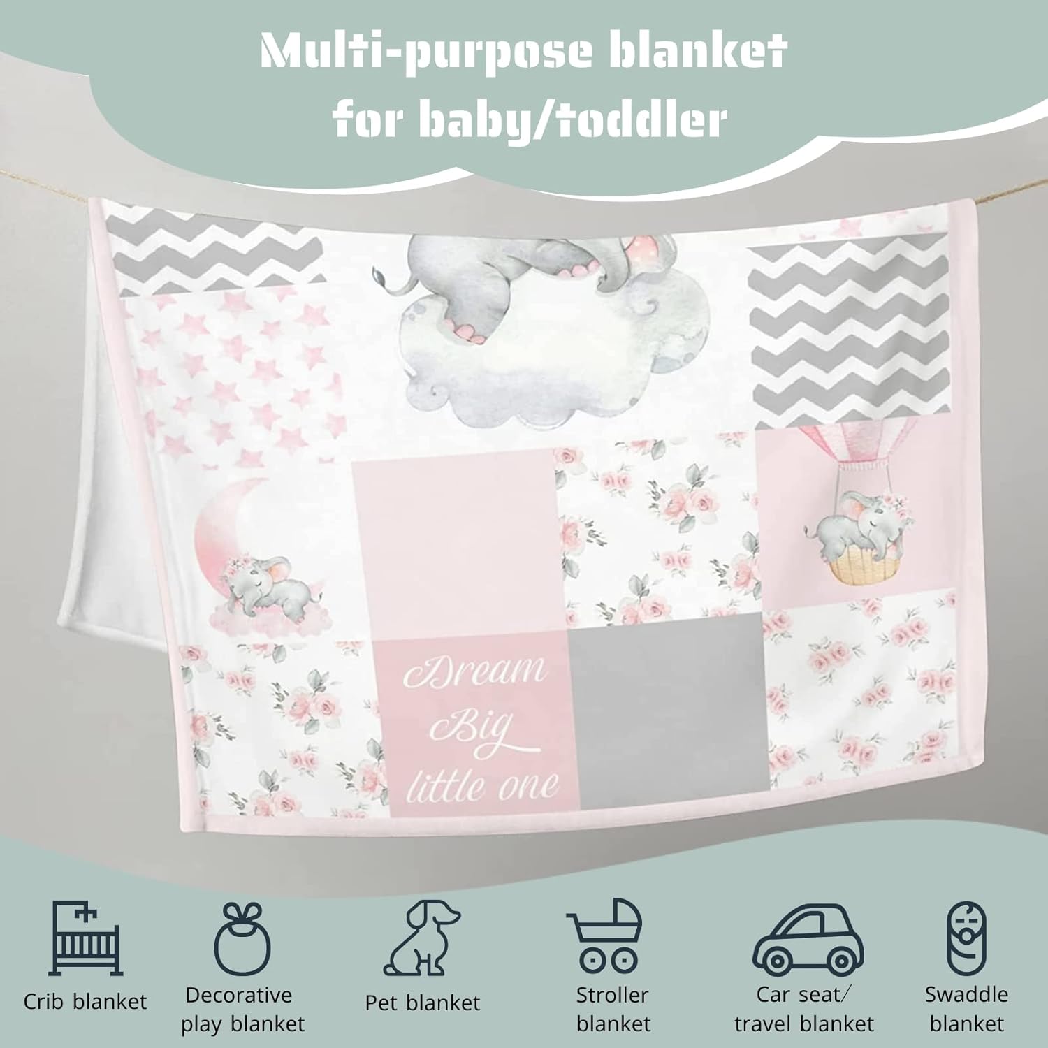 HawSkgFub Flannel Elephant Blanket for Baby Toddler Kids