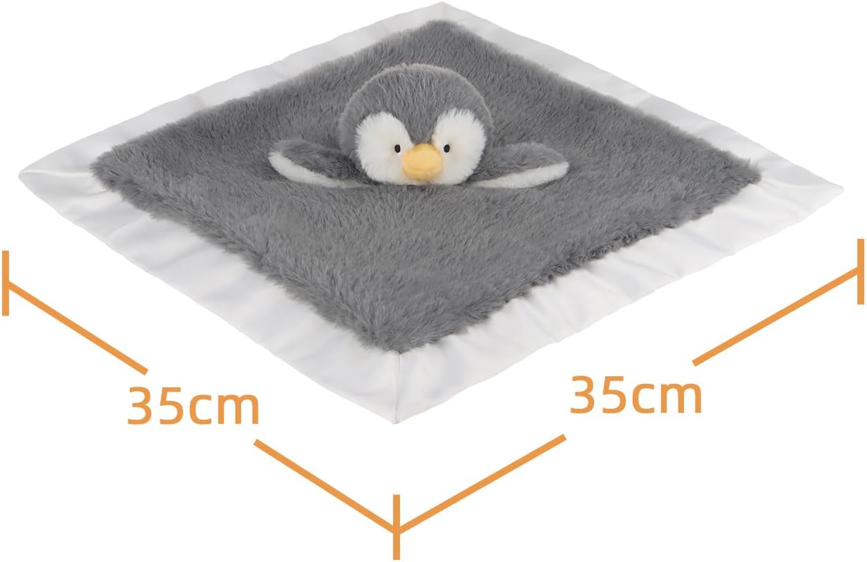 Apricot Lamb Gray Penguin Security Blanket 14 Inches
