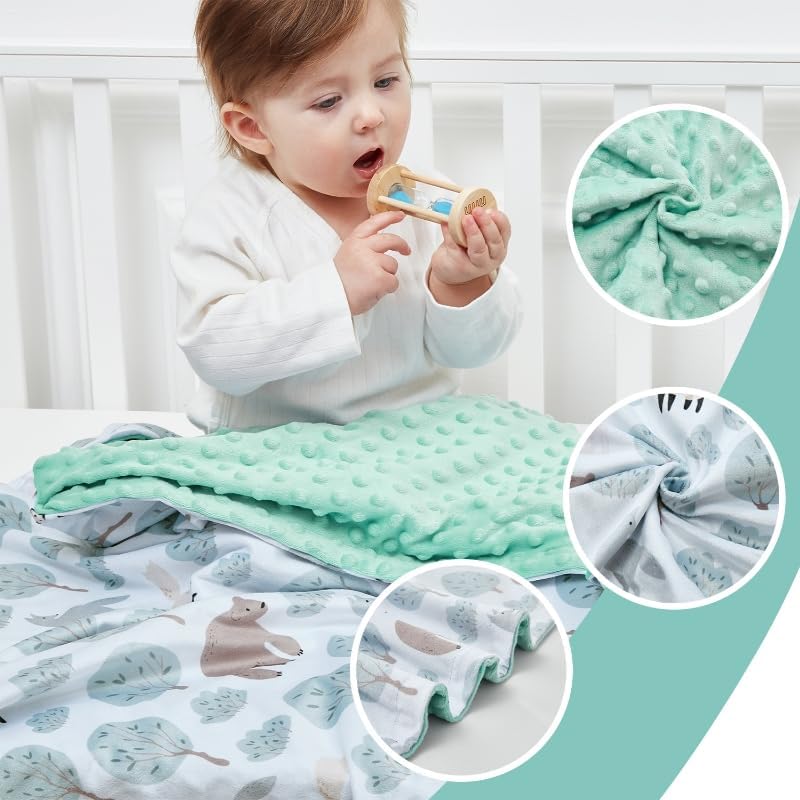 QSTEHEML Baby Blanket Bear 30x40 Inch Soft Minky Double Layer