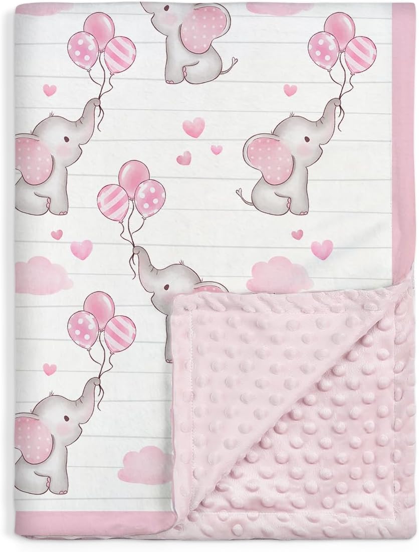 SANDJEST Elephant Kids Blanket - 30x40 Minky Throw for Girl
