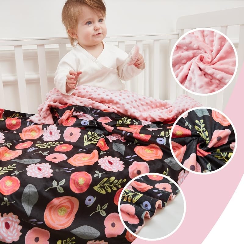 QSTEHEML Double Layer Baby Blanket with Dotted Backing
