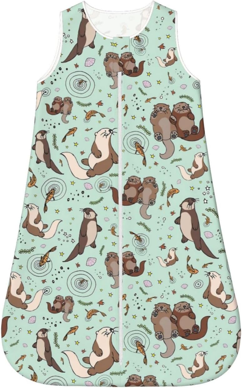 Mvirnsw Sea Otters Green Baby Sleep Sack Soft Sleeveless Transition Blanket