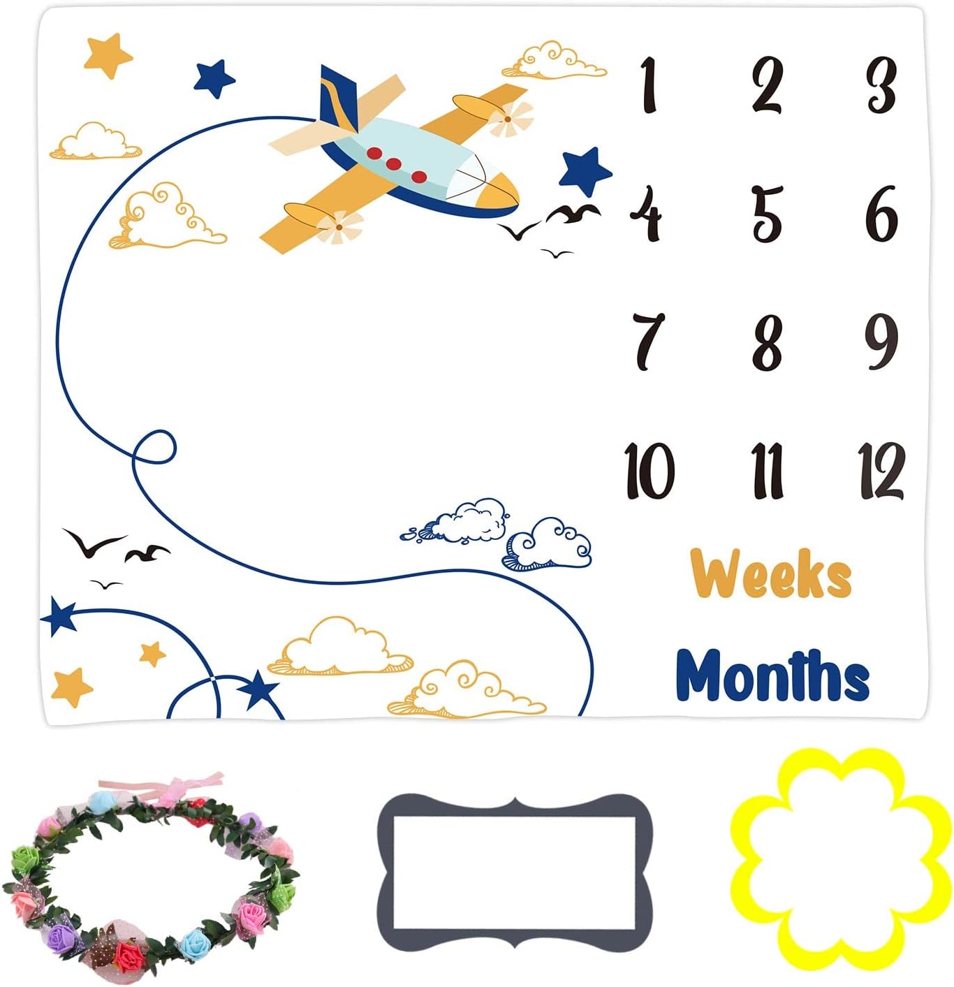 Baby Memory Blanket with Milestone Photos 48x40 Inch