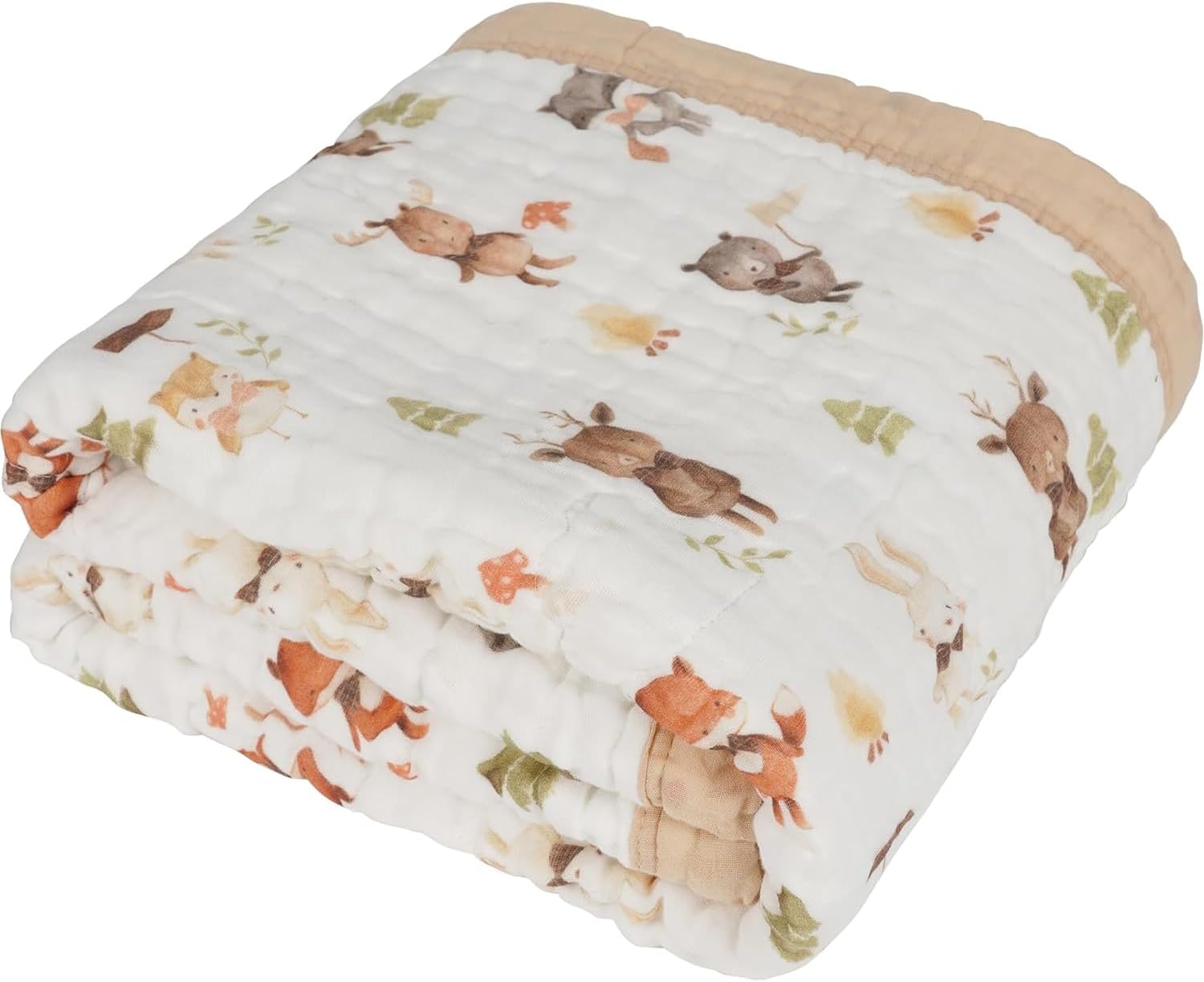 Natchiketa Organic Cotton Muslin Baby Blanket - Gender Neutral Forest Friends