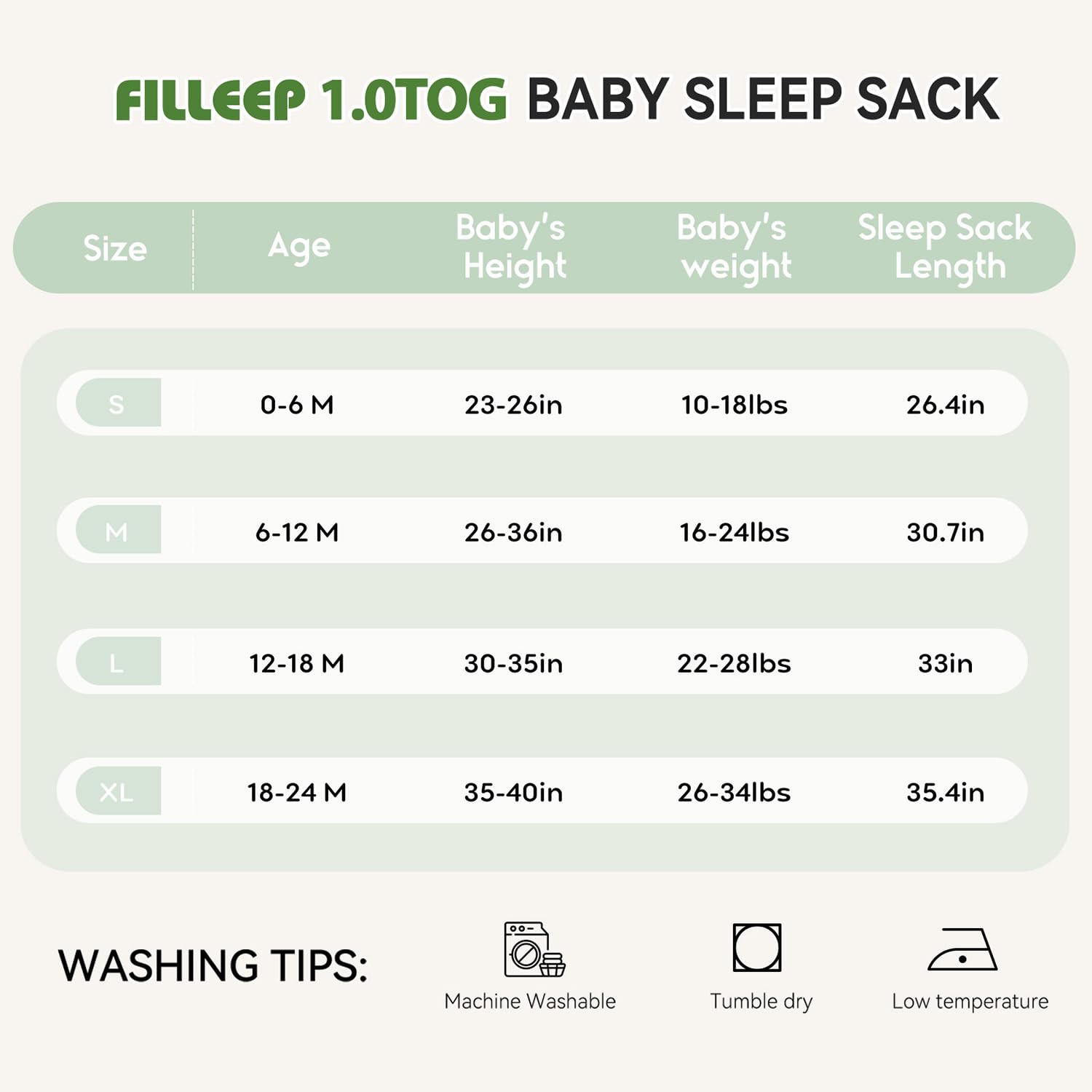 FILLEEP Bamboo Rayon Sleep Sack 18-24 Months 10 Tog