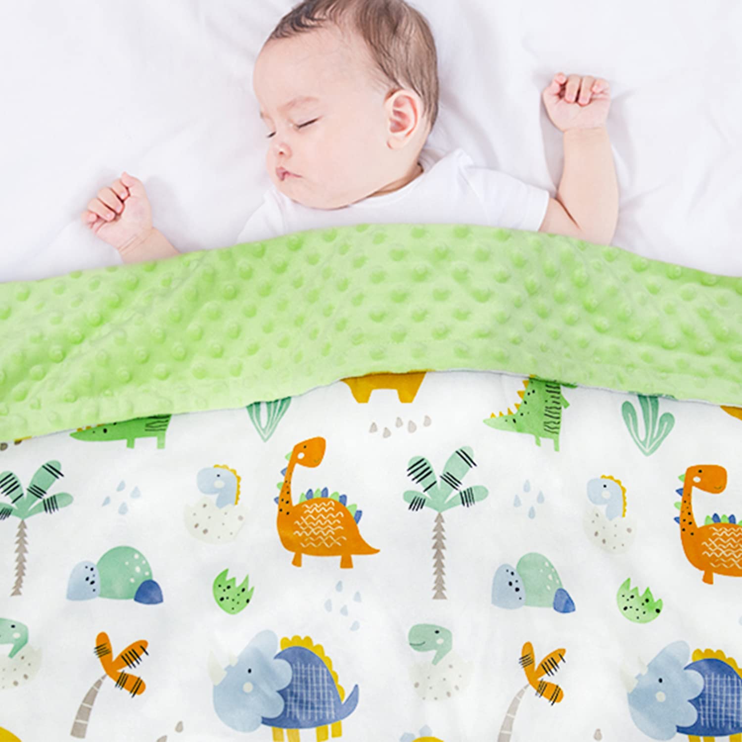 HOMRITAR Multicolor Dinosaur Minky Blanket for Baby