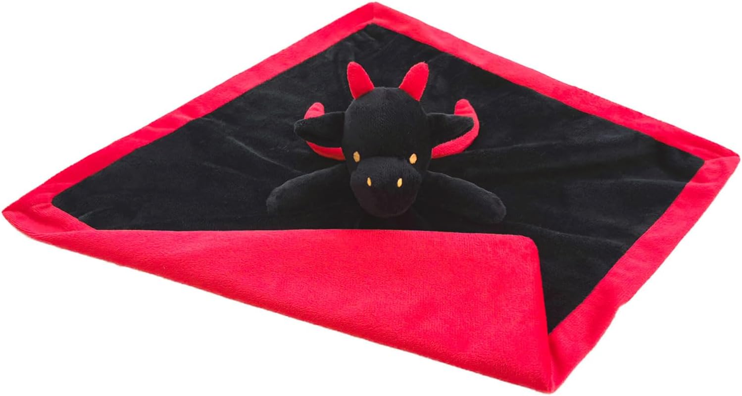 Baby Black Dragon Soft Stuffed Security Blanket 14 Inches
