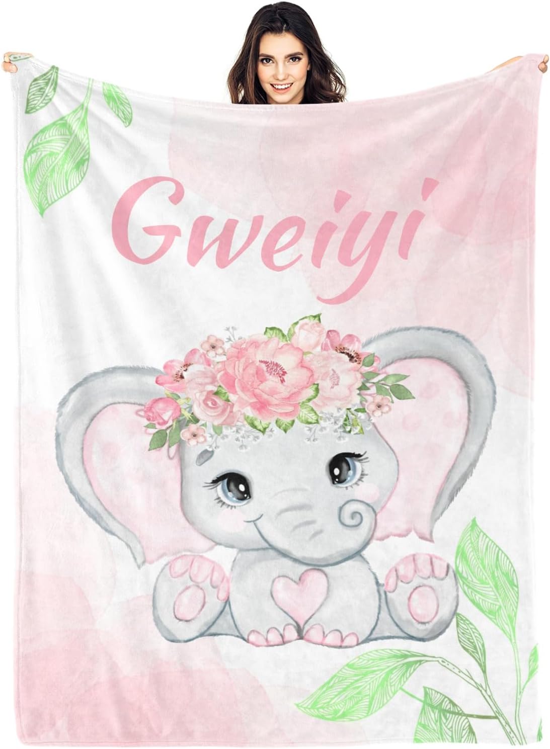Personalized Baby Elephant Blanket 30x40 Inches