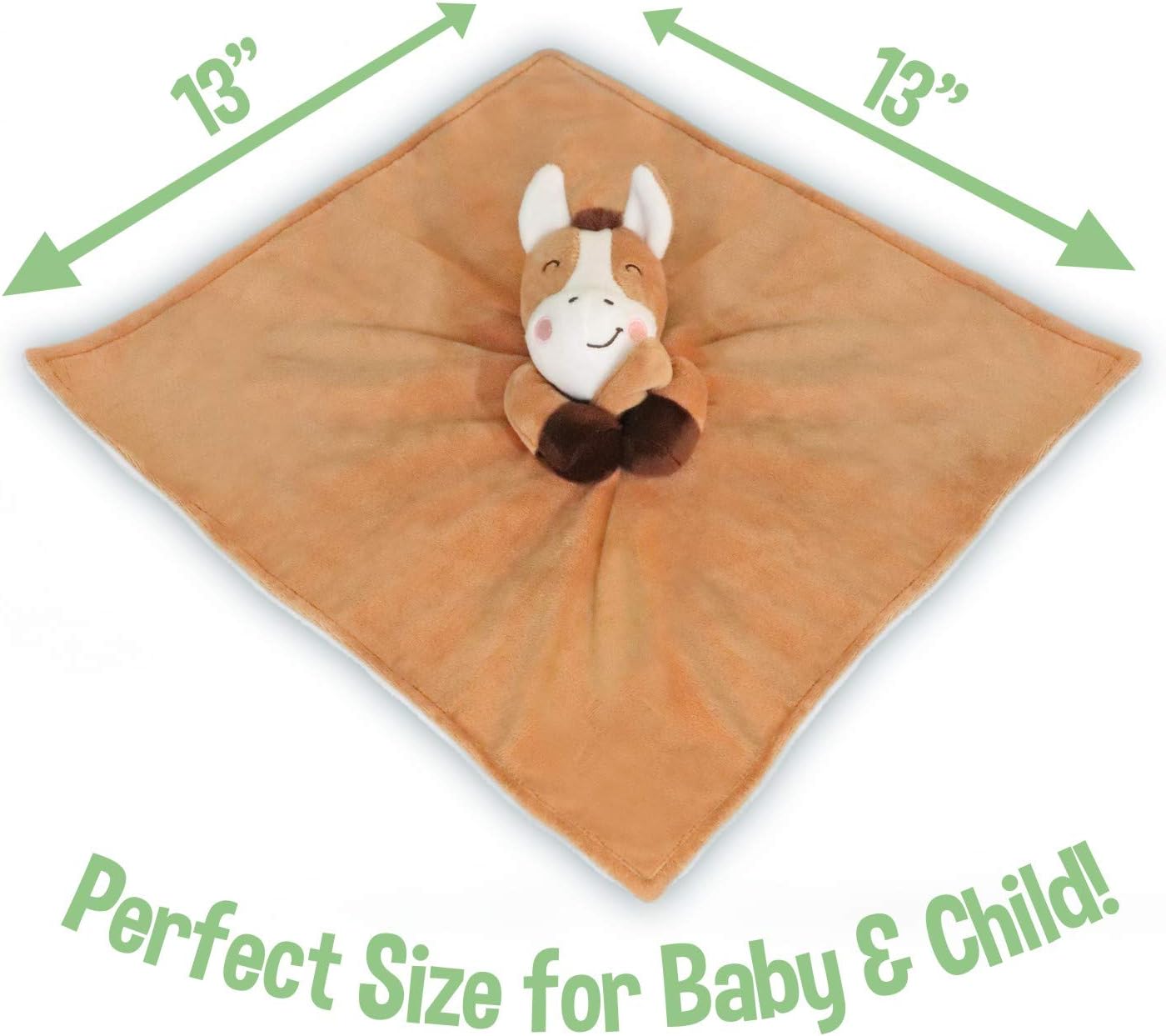 Baby Aves Horse Lovey Security Blanket - 13x13 inches Brown 1